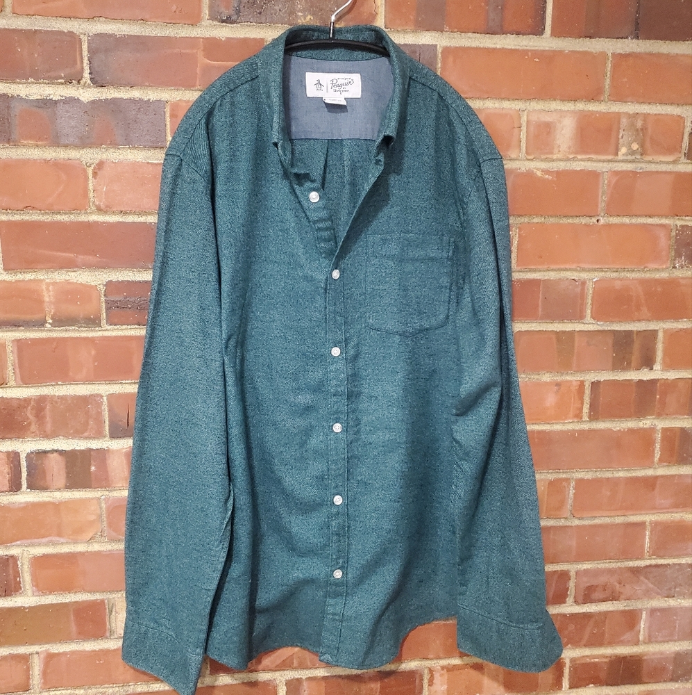 Original Penguin Long Sleeve Woven Flannel Green Size Medium